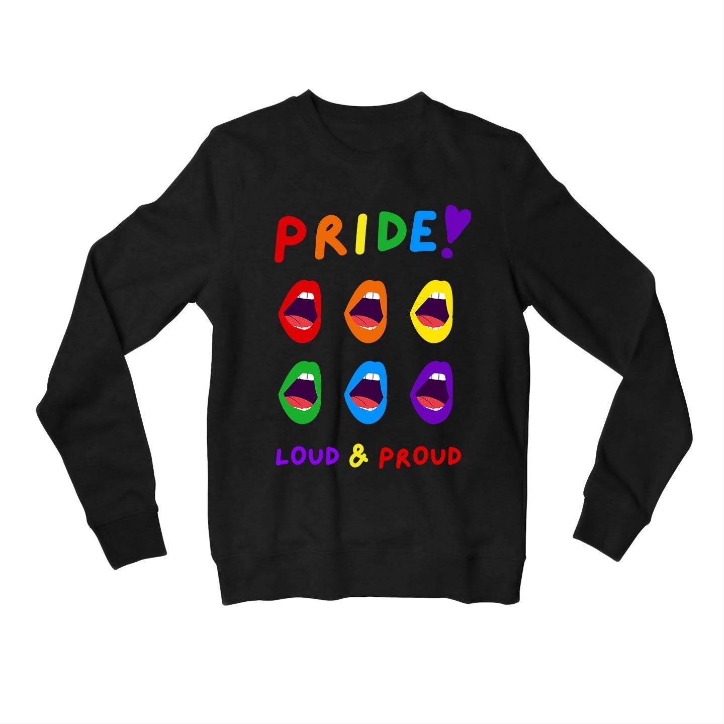 pride loud and proud sweatshirt upper winterwear printed graphic stylish buy online united states u s the banyan tee tbt men women girls boys unisex black - lgbtqia+