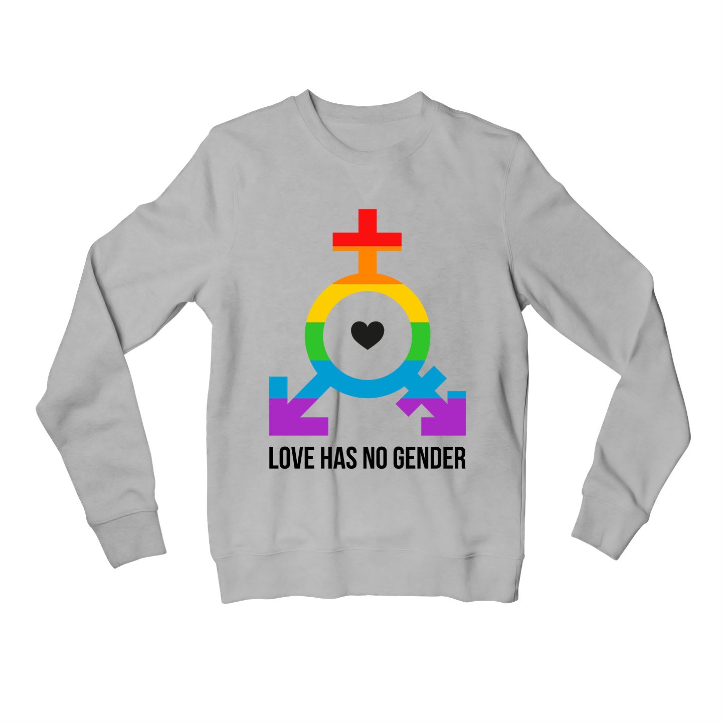 pride love has no gender sweatshirt upper winterwear printed graphic stylish buy online united states u s the banyan tee tbt men women girls boys unisex gray - lgbtqia+