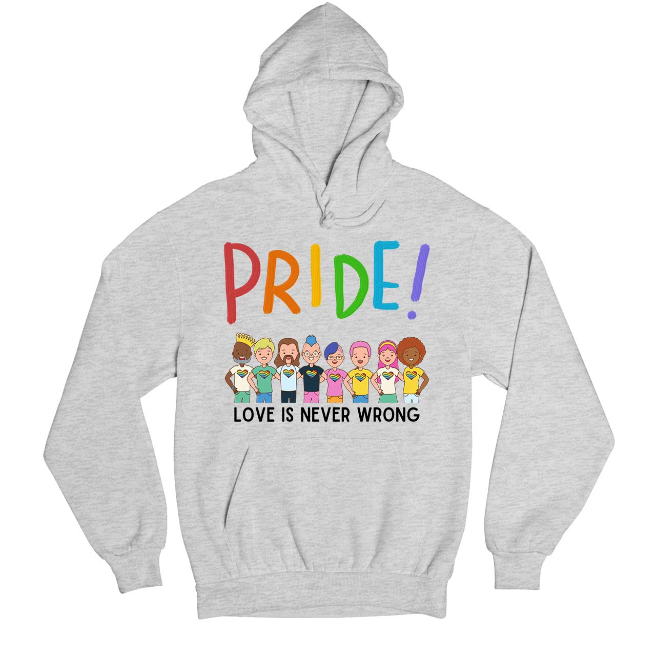 pride love is never wrong hoodie hooded sweatshirt winterwear printed graphic stylish buy online united states usa the banyan tee tbt men women girls boys unisex gray - lgbtqia+