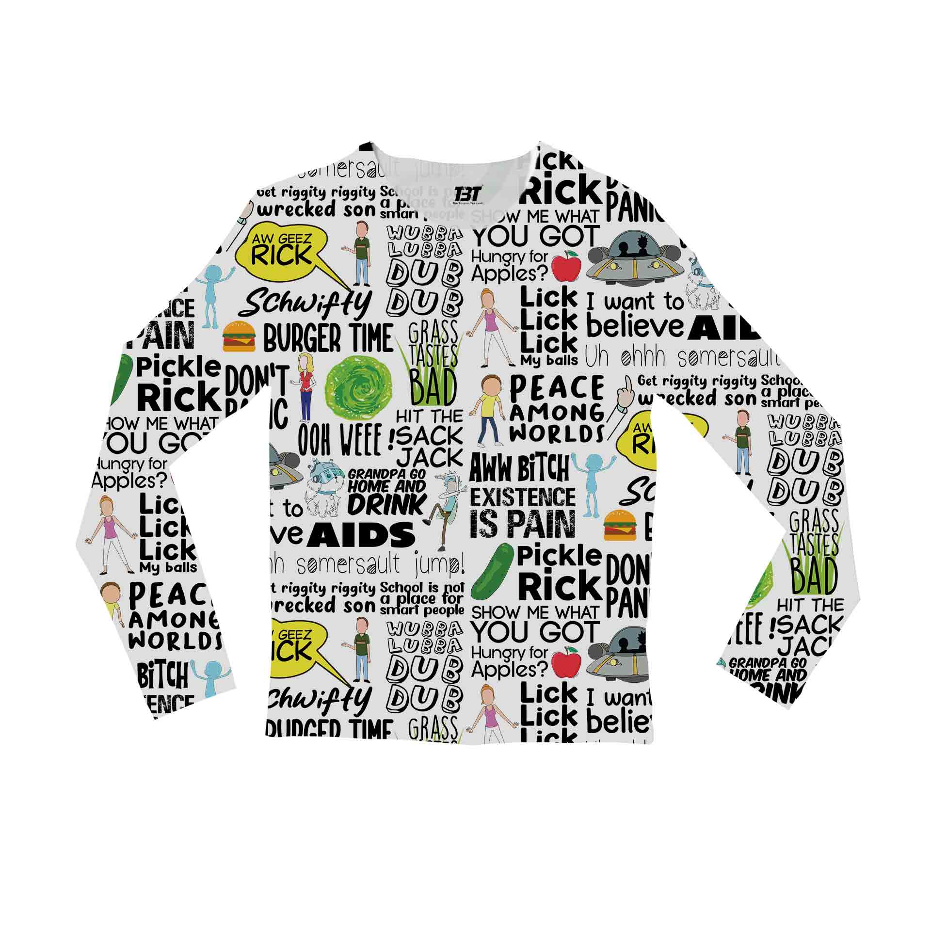 rick and morty aop all over print full sleeves t shirt for men women ladies unisex hand