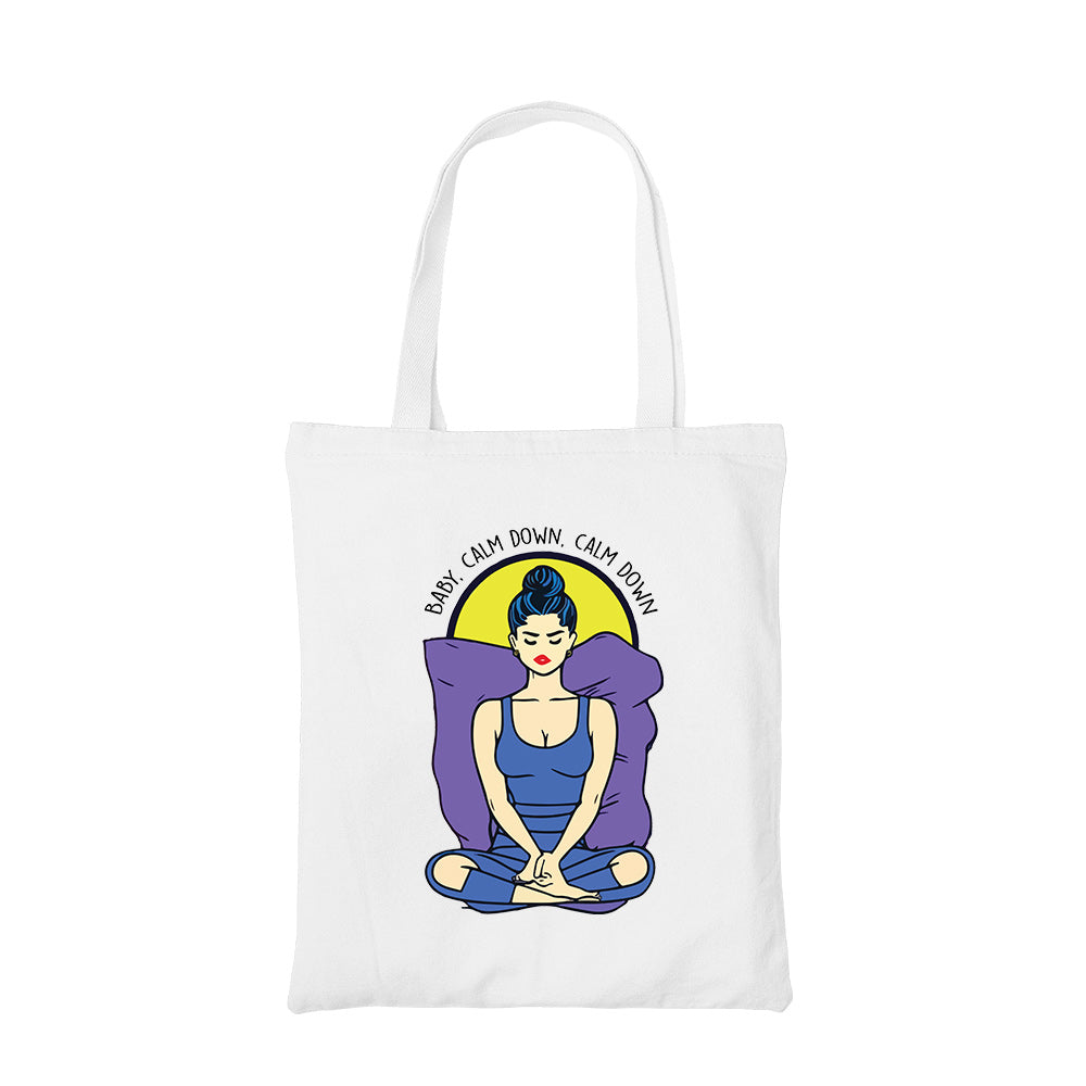 selena gomez calm down tote bag hand printed cotton women men unisex