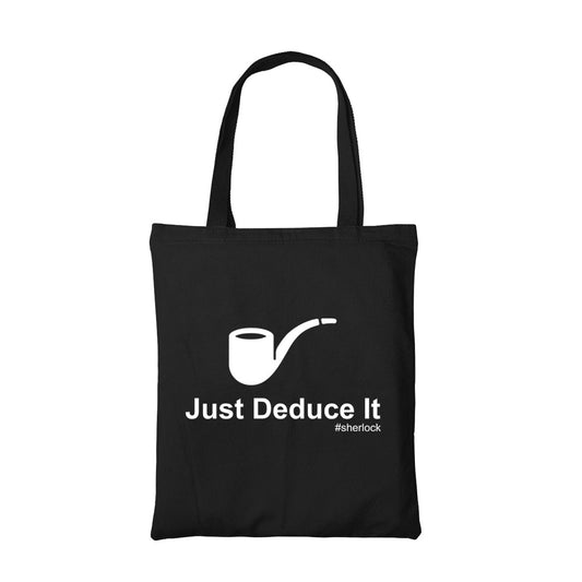 sherlock just deduce it tote bag hand printed cotton women men unisex