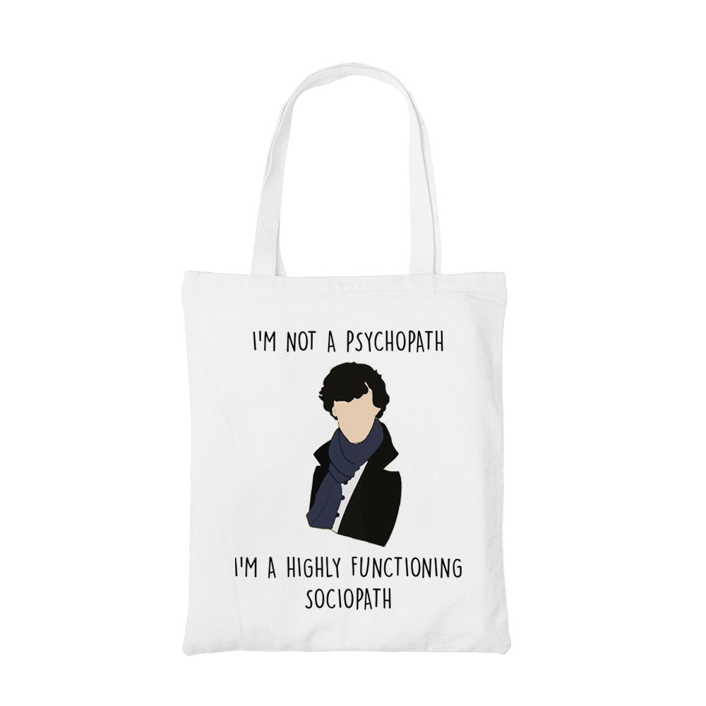 sherlock sociopath tote bag hand printed cotton women men unisex