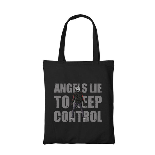 slipknot angels lie to keep control tote bag hand printed cotton women men unisex