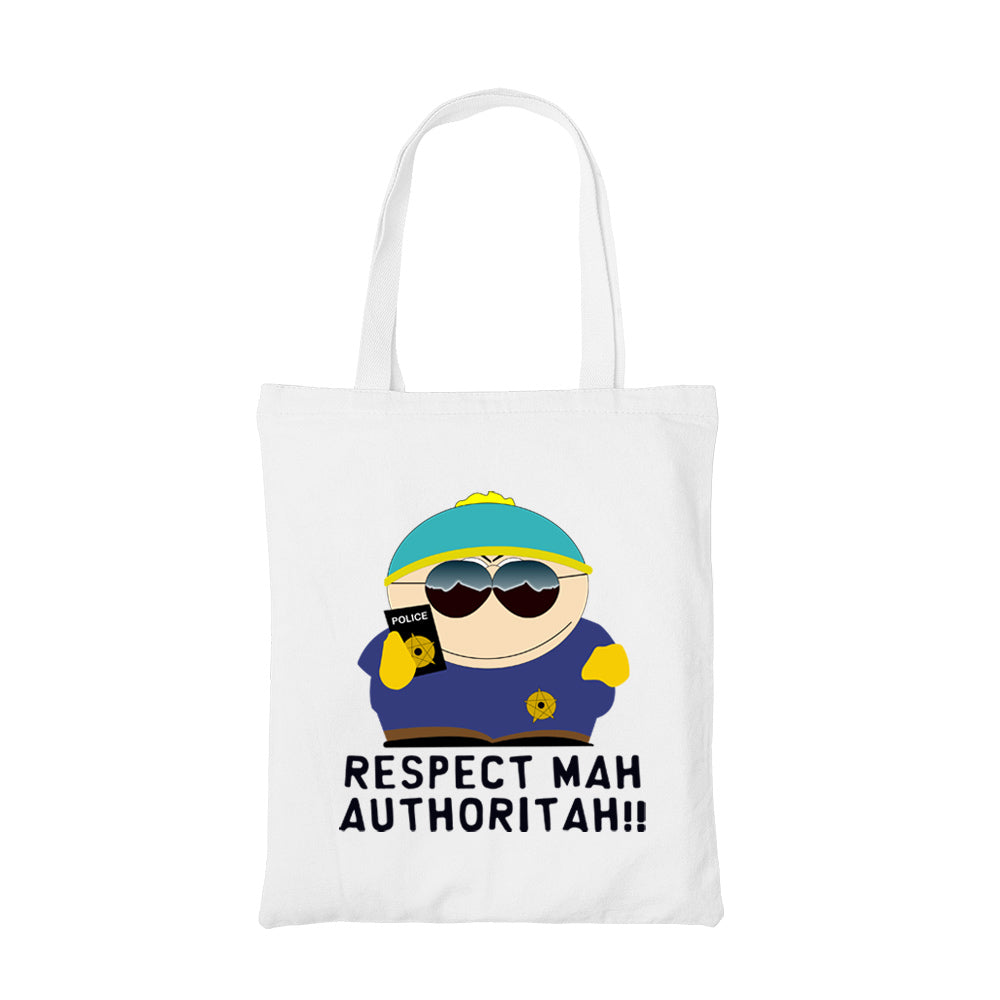 south park respect my authoritah tote bag hand printed cotton women men unisex