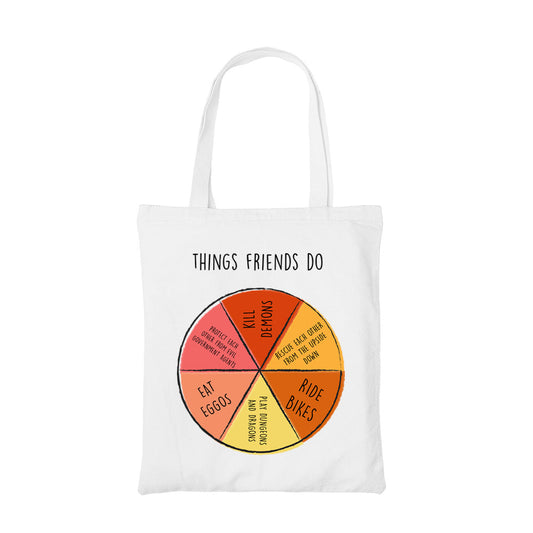 stranger things things friends do tote bag hand printed cotton women men unisex