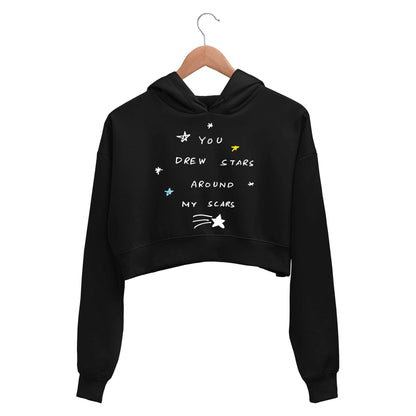 taylor swift cardigan crop hoodie hooded sweatshirt upper winterwear music band buy online india the banyan tee tbt men women girls boys unisex black you drew stars around my scars