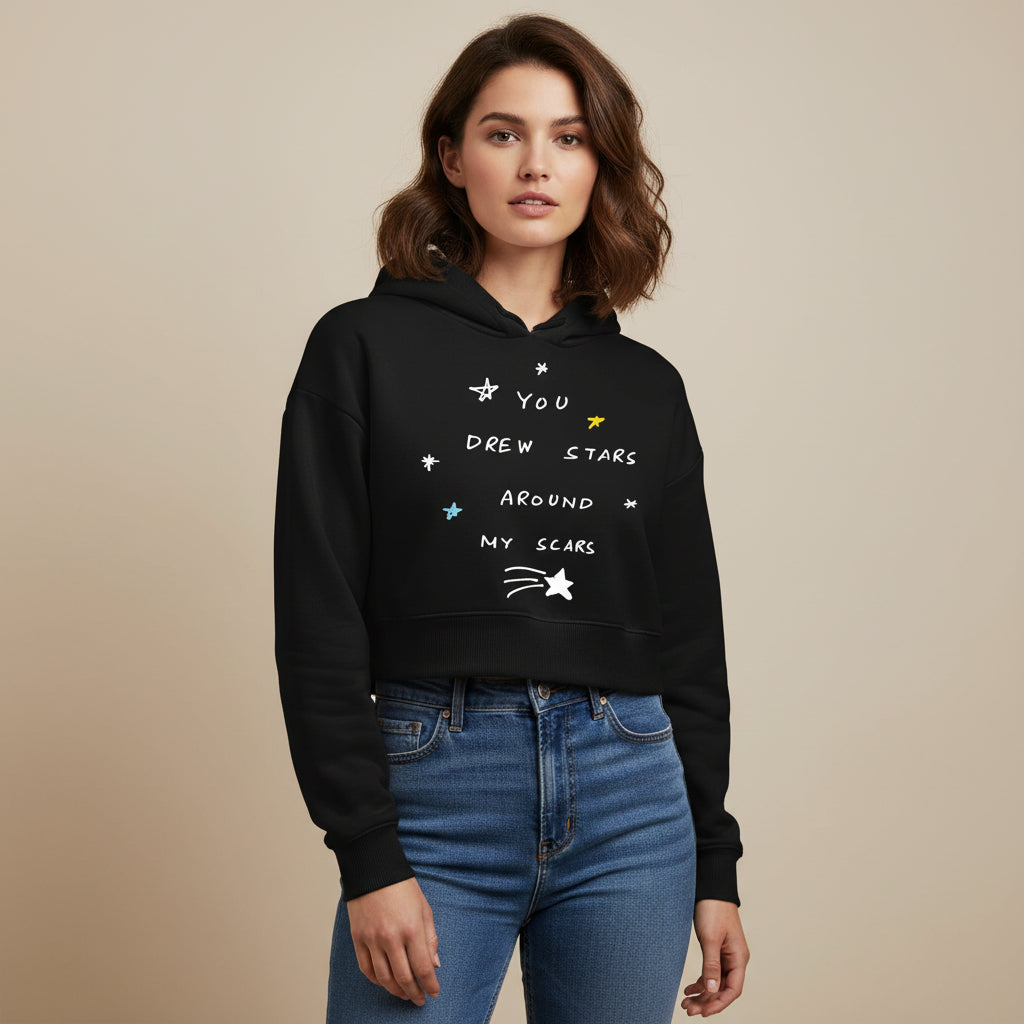 taylor swift cardigan crop hoodie hooded sweatshirt upper winterwear music band buy online india the banyan tee tbt men women girls boys unisex black you drew stars around my scars