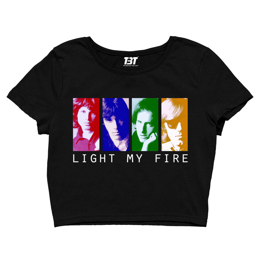 the doors light my fire pop art crop top music band buy online united states of america usa the banyan tee tbt men women girls boys unisex black