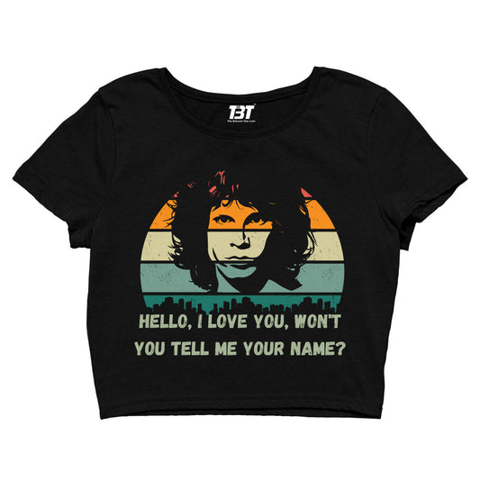 the doors hello i love you crop top music band buy online united states of america usa the banyan tee tbt men women girls boys unisex black