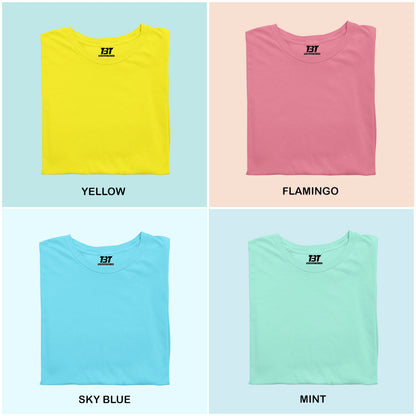 Tropical Vibes Combo Pack Of 4 Multicolor combo Premium cotton T-shirt unisex tees half sleeve crew neck regular fit T-shirt colors available  yellow flamingo sky blue mint