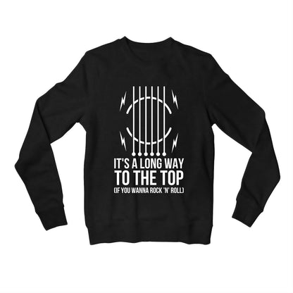 ac/dc long way to the top sweatshirt upper winterwear music band buy online united states of america usa the banyan tee tbt men women girls boys unisex black