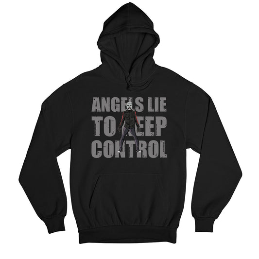 slipknot angels lie to keep control hoodie hooded sweatshirt winterwear music band buy online usa united states of america the banyan tee tbt men women girls boys unisex black