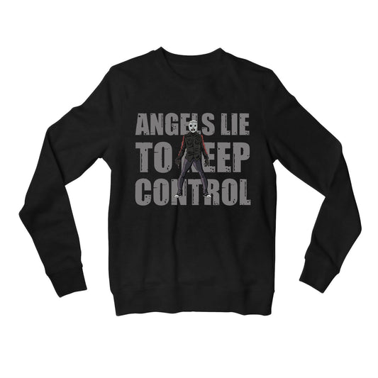 slipknot angels lie to keep control sweatshirt upper winterwear music band buy online united states of america usa the banyan tee tbt men women girls boys unisex black