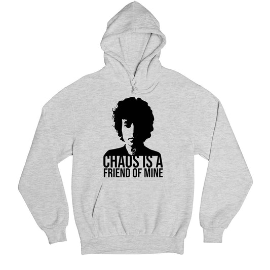 bob dylan chaos is a friend of mine hoodie hooded sweatshirt winterwear music band buy online usa united states of america the banyan tee tbt men women girls boys unisex gray