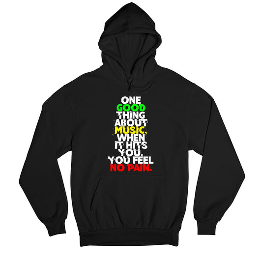 bob marley good thing about music hoodie hooded sweatshirt winterwear music band buy online usa united states of america the banyan tee tbt men women girls boys unisex black