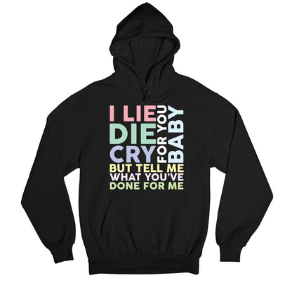 charlie puth done for me hoodie hooded sweatshirt winterwear music band buy online usa united states of america the banyan tee tbt men women girls boys unisex black i lie for you, baby die for you, baby cry for you, baby but tell me what you've done for me