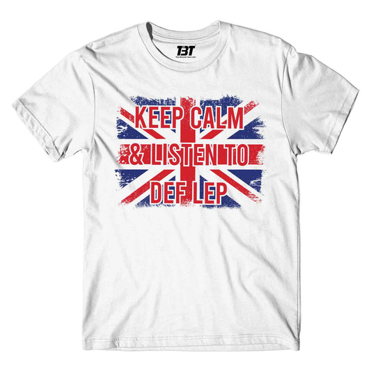 def leppard keep calm t-shirt music band buy online usa united states the banyan tee tbt men women girls boys unisex white and listen to def leppard