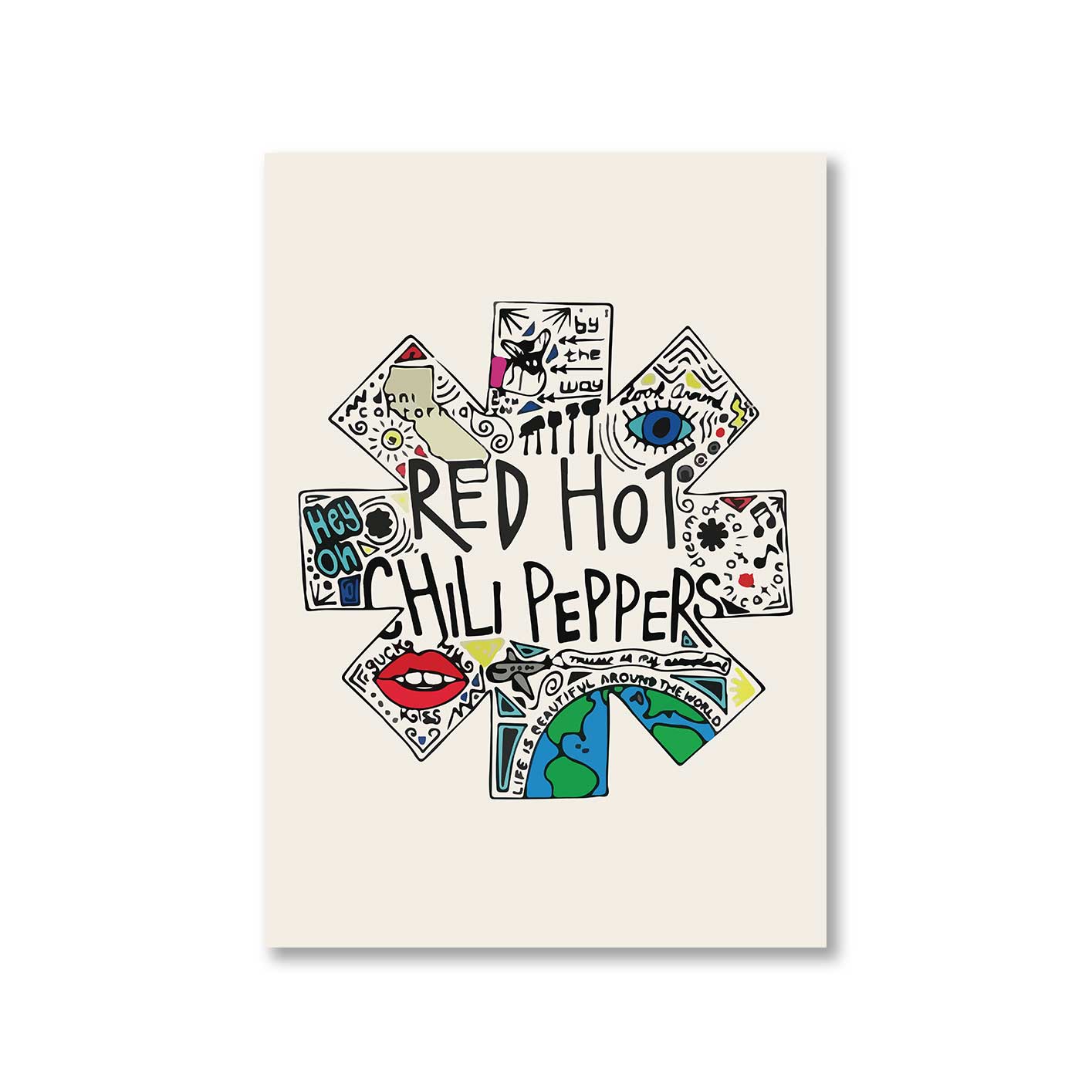 red hot chili peppers doodle poster wall art buy online united states of america usa the banyan tee tbt a4