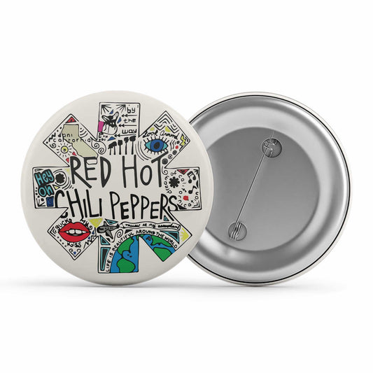 red hot chili peppers doodle badge pin button music band buy online united states of america usa the banyan tee tbt men women girls boys unisex