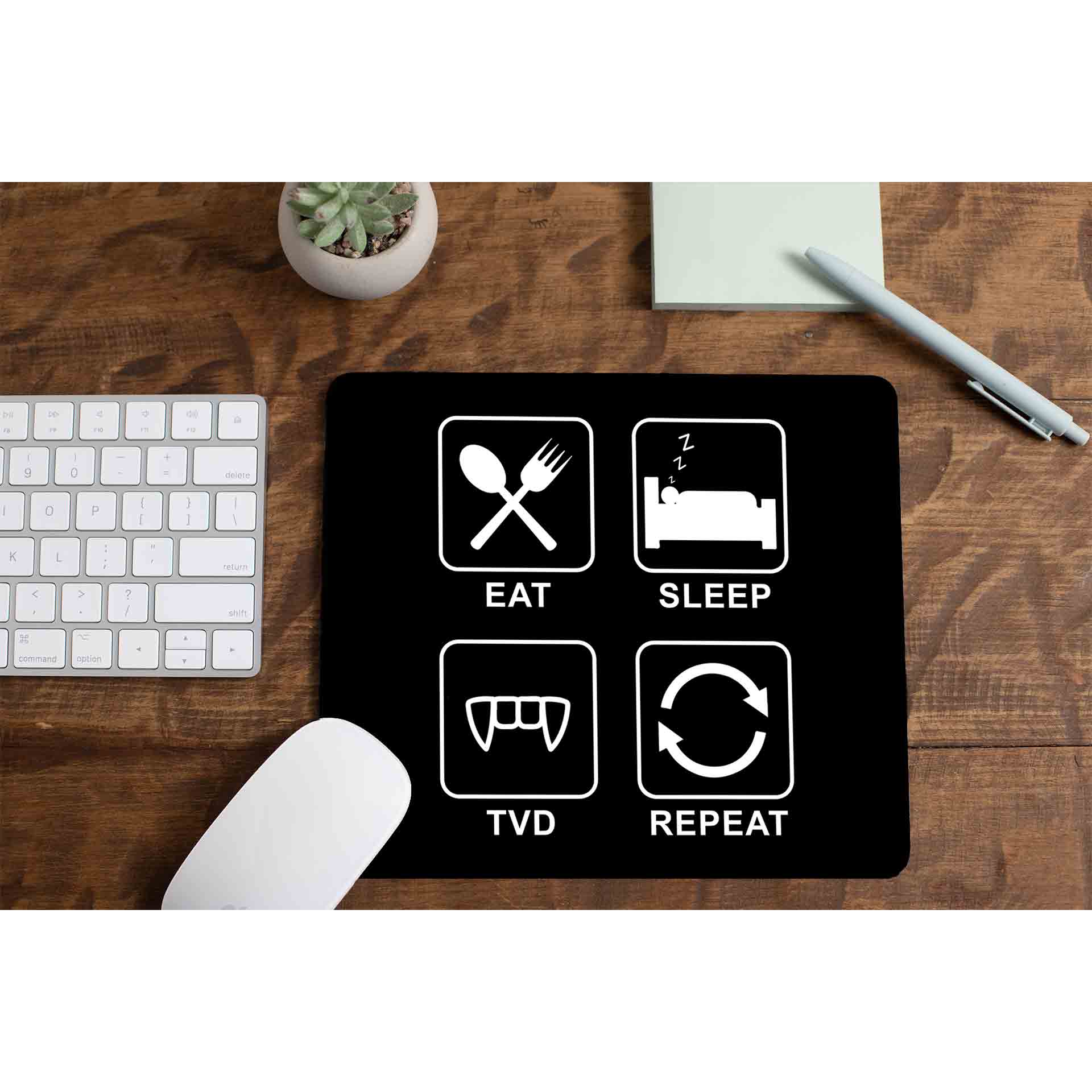 the vampire diaries eat sleep tvd repeat mousepad logitech large anime tv & movies buy online united states of america usa the banyan tee tbt men women girls boys unisex  tvd stefan elena damon caroline katherine tyler bonnie