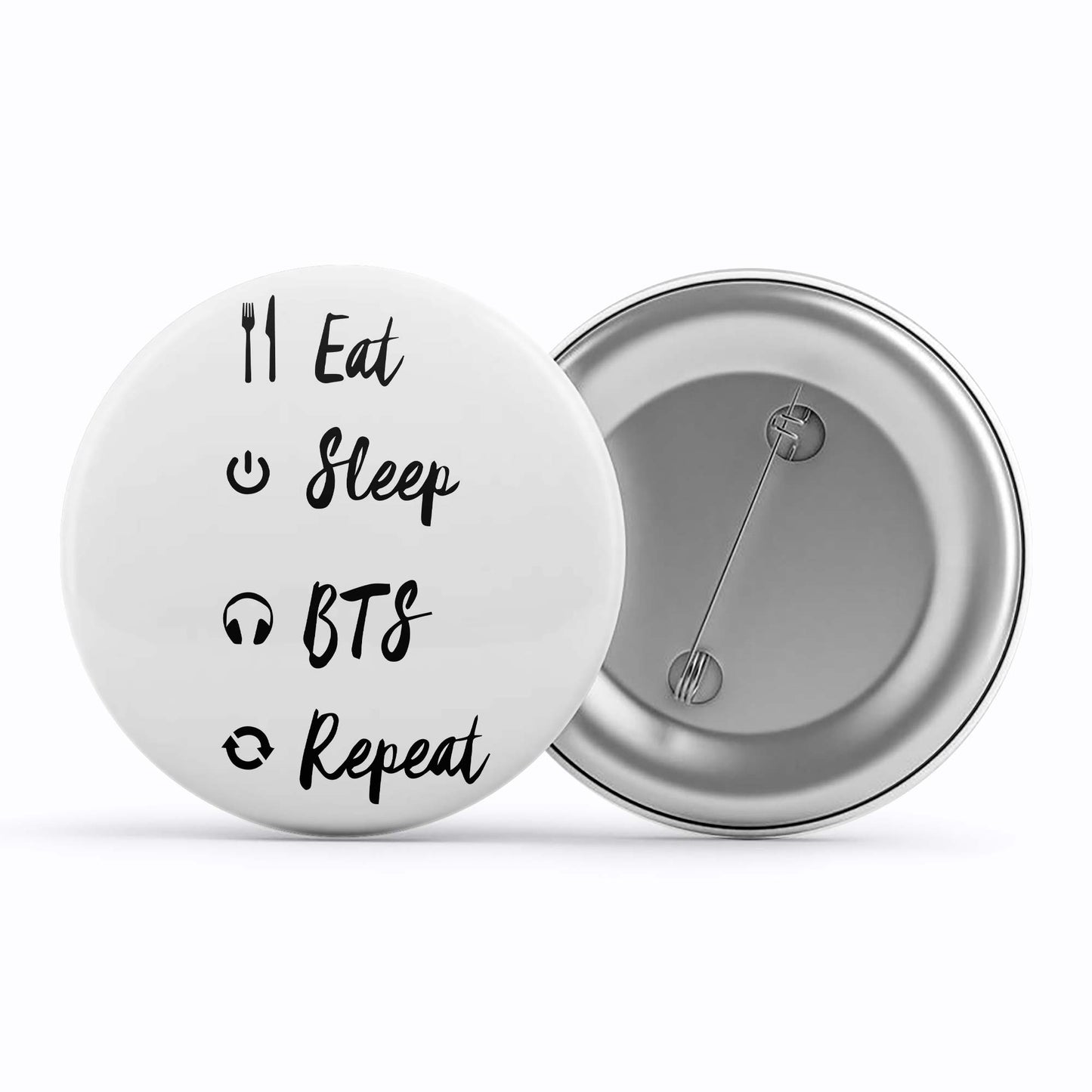 BTS Badge Metal Pin Button The Banyan Tee TBT Bangtan Boys Eat Sleep Repeat K Pop