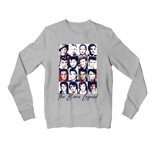 elvis presley the born legend sweatshirt upper winterwear music band buy online united states of america usa the banyan tee tbt men women girls boys unisex gray