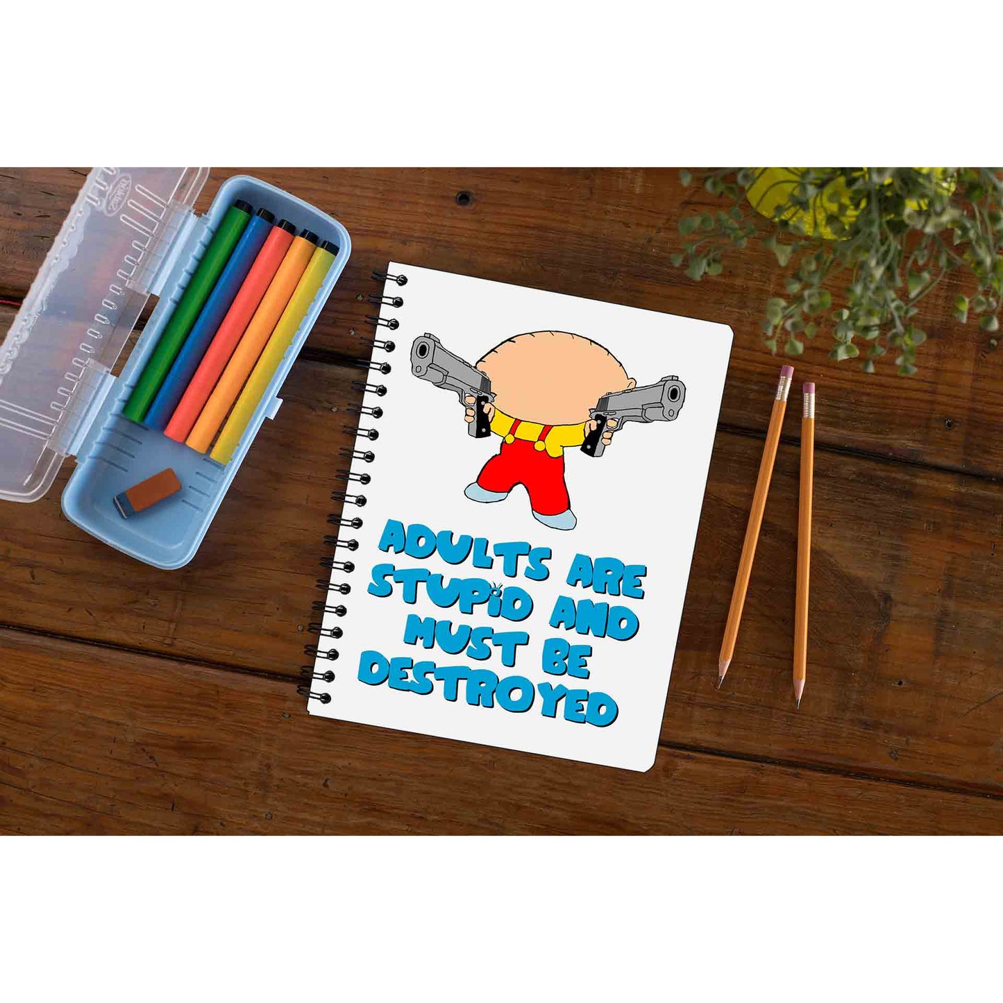 family guy adults are stupid notebook notepad diary buy online united states of america usa the banyan tee tbt unruled - stewie griffin dialogue