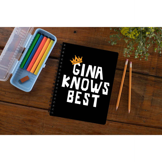 brooklyn nine-nine gina knows best notebook notepad diary buy online united states of america usa the banyan tee tbt unruled detective jake peralta terry charles boyle gina linetti andy samberg merchandise clothing acceessories