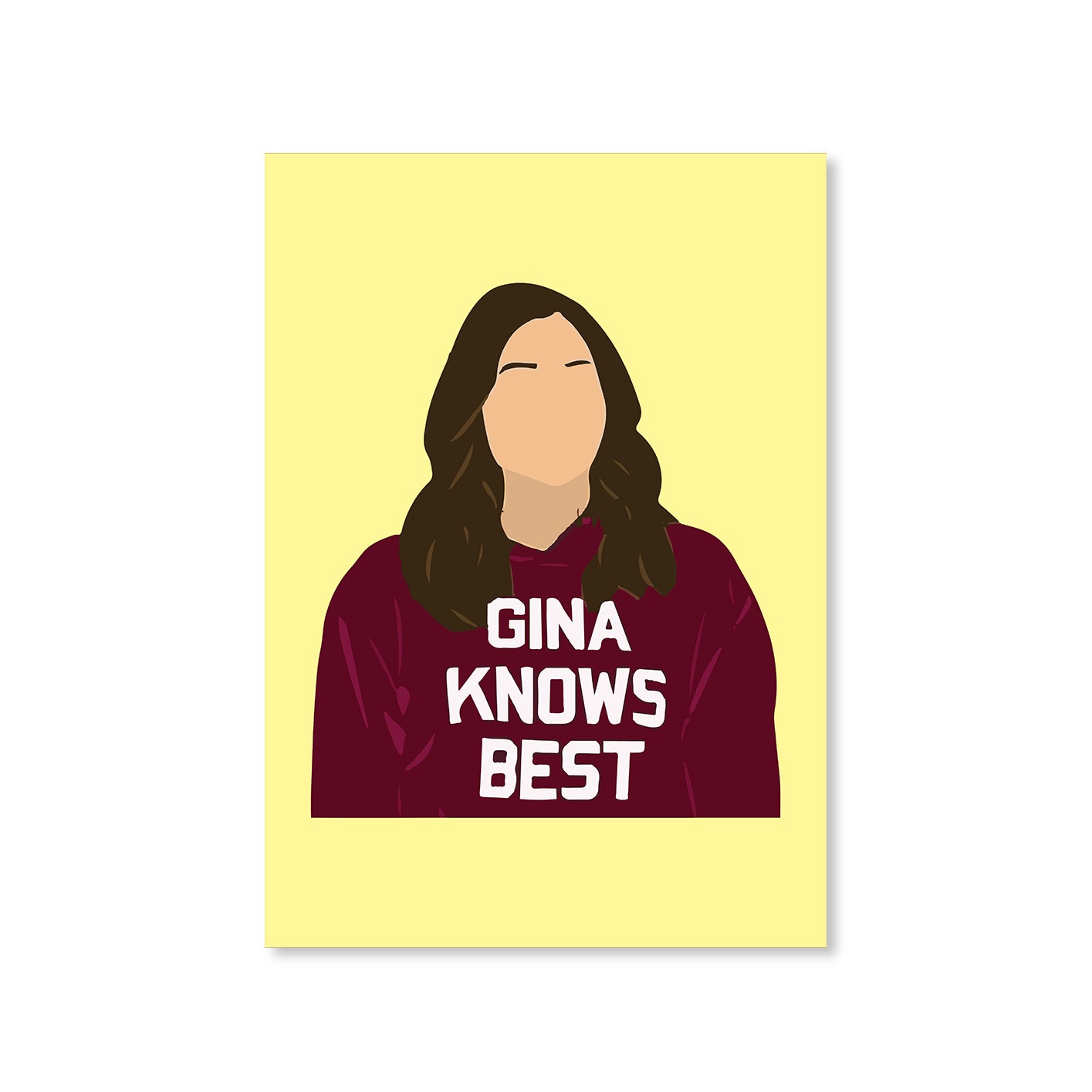 brooklyn nine-nine gina knows best poster wall art buy online united states of america usa the banyan tee tbt a4 detective jake peralta terry charles boyle gina linetti andy samberg merchandise clothing acceessories