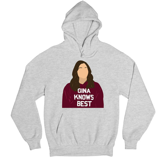 brooklyn nine-nine gina knows best hoodie hooded sweatshirt winterwear buy online usa united states of america the banyan tee tbt men women girls boys unisex gray detective jake peralta terry charles boyle gina linetti andy samberg merchandise clothing acceessories