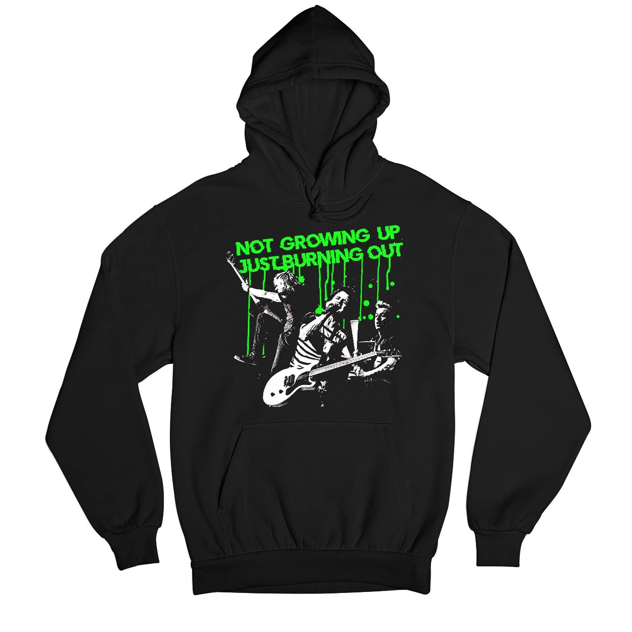 green day burnout hoodie hooded sweatshirt winterwear music band buy online usa united states of america the banyan tee tbt men women girls boys unisex black not growing up just burning out