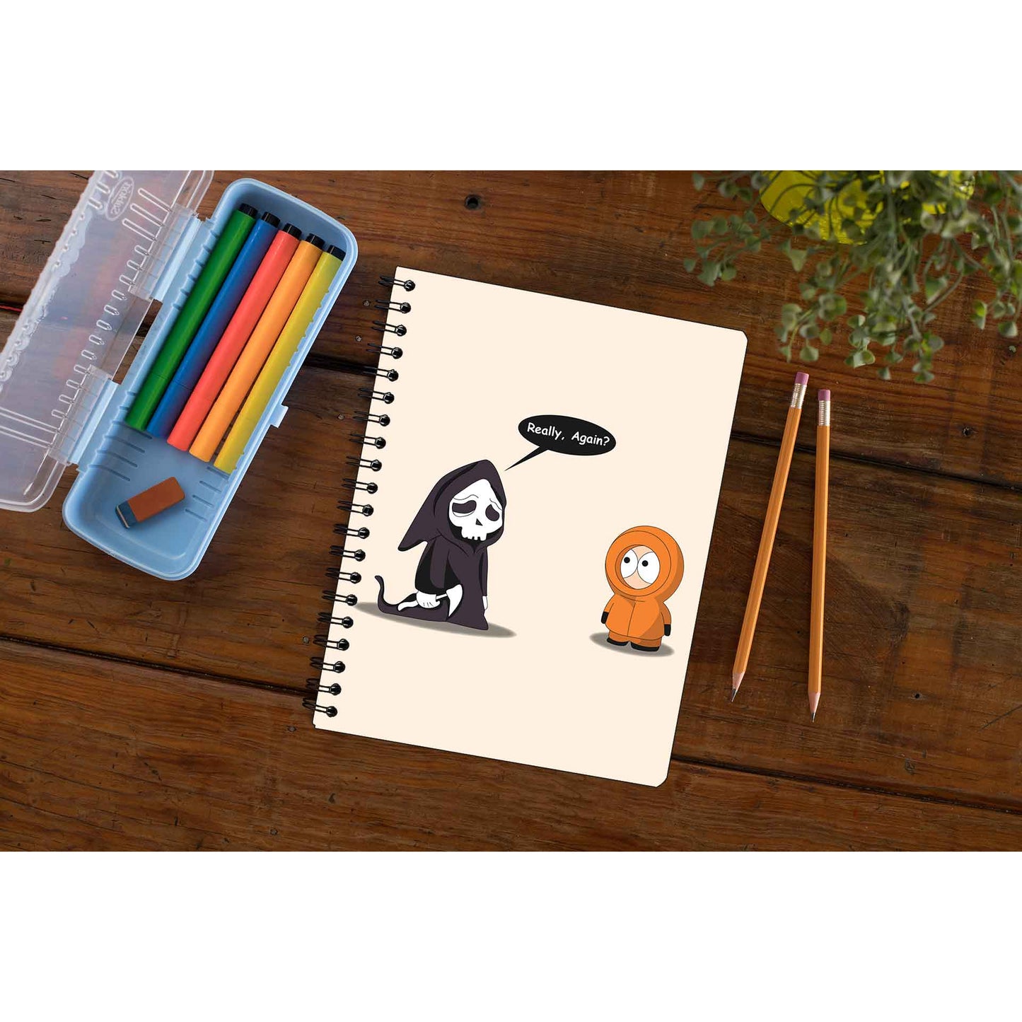 south park grim reaper notebook notepad diary buy online united states of america usa the banyan tee tbt unruled south park kenny cartman stan kyle cartoon character illustration grim reaper