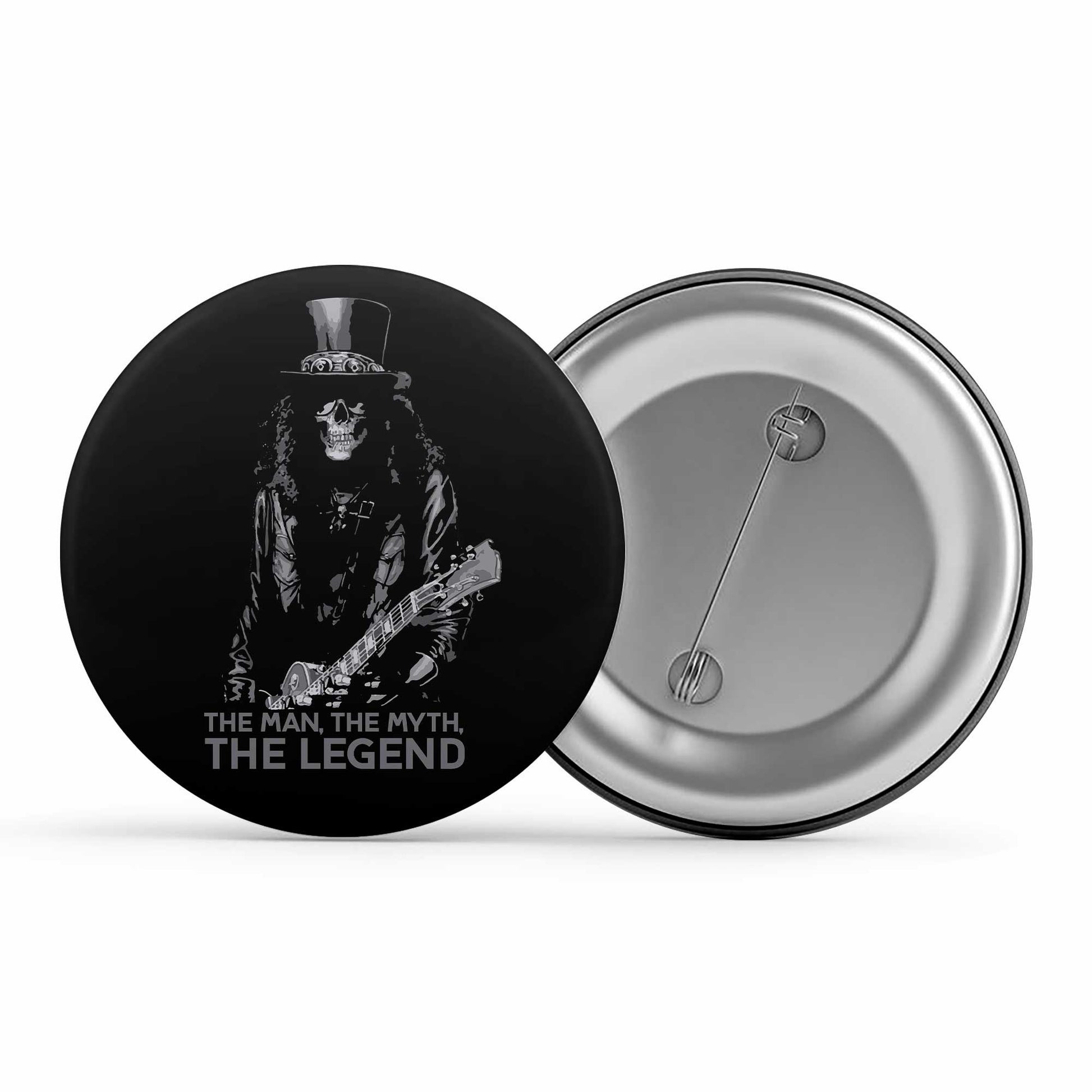 guns n' roses the legend - slash badge pin button music band buy online united states of america usa the banyan tee tbt men women girls boys unisex