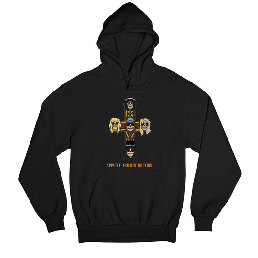 guns n' roses appetite for destruction hoodie hooded sweatshirt winterwear music band buy online usa united states of america the banyan tee tbt men women girls boys unisex black