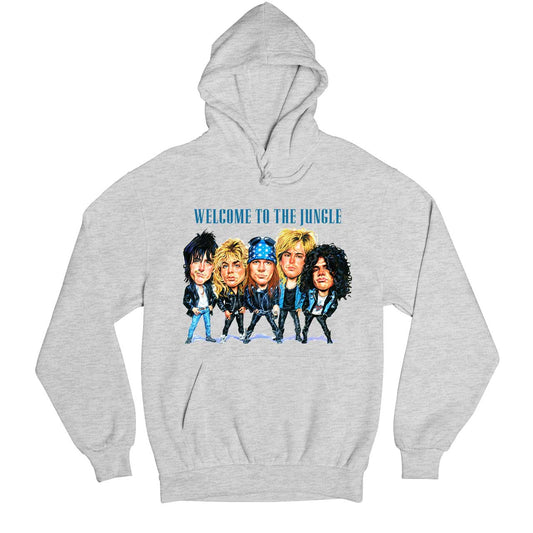 guns n' roses welcome to the jungle hoodie hooded sweatshirt winterwear music band buy online usa united states of america the banyan tee tbt men women girls boys unisex gray