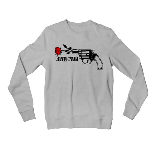 guns n' roses civil war sweatshirt upper winterwear music band buy online united states of america usa the banyan tee tbt men women girls boys unisex gray