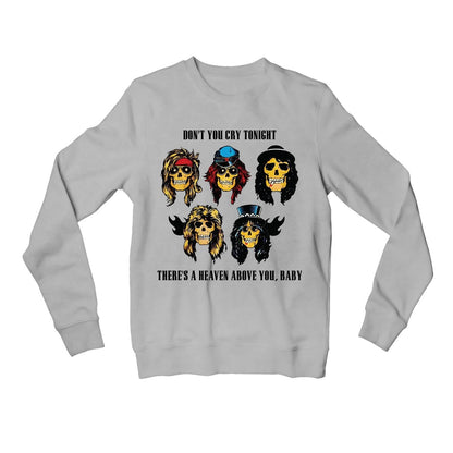 guns n' roses don't cry sweatshirt upper winterwear music band buy online united states of america usa the banyan tee tbt men women girls boys unisex gray