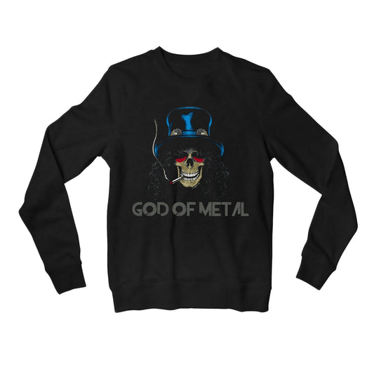 guns n' roses god of metal - slash sweatshirt upper winterwear music band buy online united states of america usa the banyan tee tbt men women girls boys unisex black