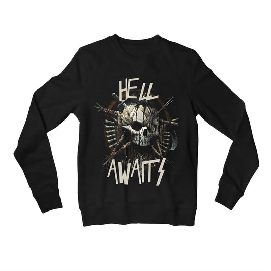 slayer hell awaits sweatshirt upper winterwear music band buy online united states of america usa the banyan tee tbt men women girls boys unisex black