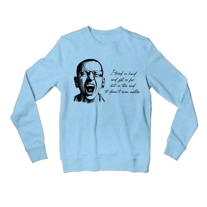 linkin park in the end sweatshirt upper winterwear music band buy online united states of america usa the banyan tee tbt men women girls boys unisex baby blue