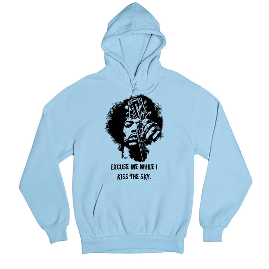 jimi hendrix kiss the sky hoodie hooded sweatshirt winterwear music band buy online usa united states of america the banyan tee tbt men women girls boys unisex baby blue