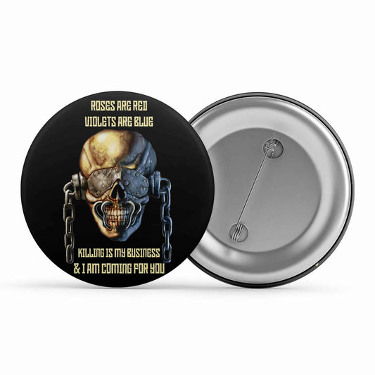 megadeth killing is my business badge pin button music band buy online united states of america usa the banyan tee tbt men women girls boys unisex