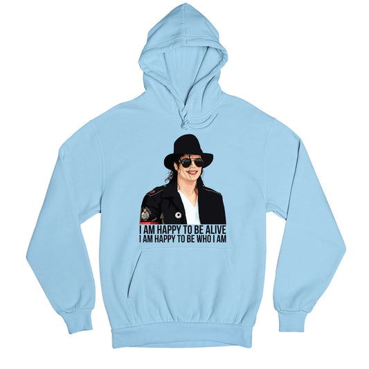 michael jackson happy to be who i am hoodie hooded sweatshirt winterwear music band buy online usa united states of america the banyan tee tbt men women girls boys unisex baby blue