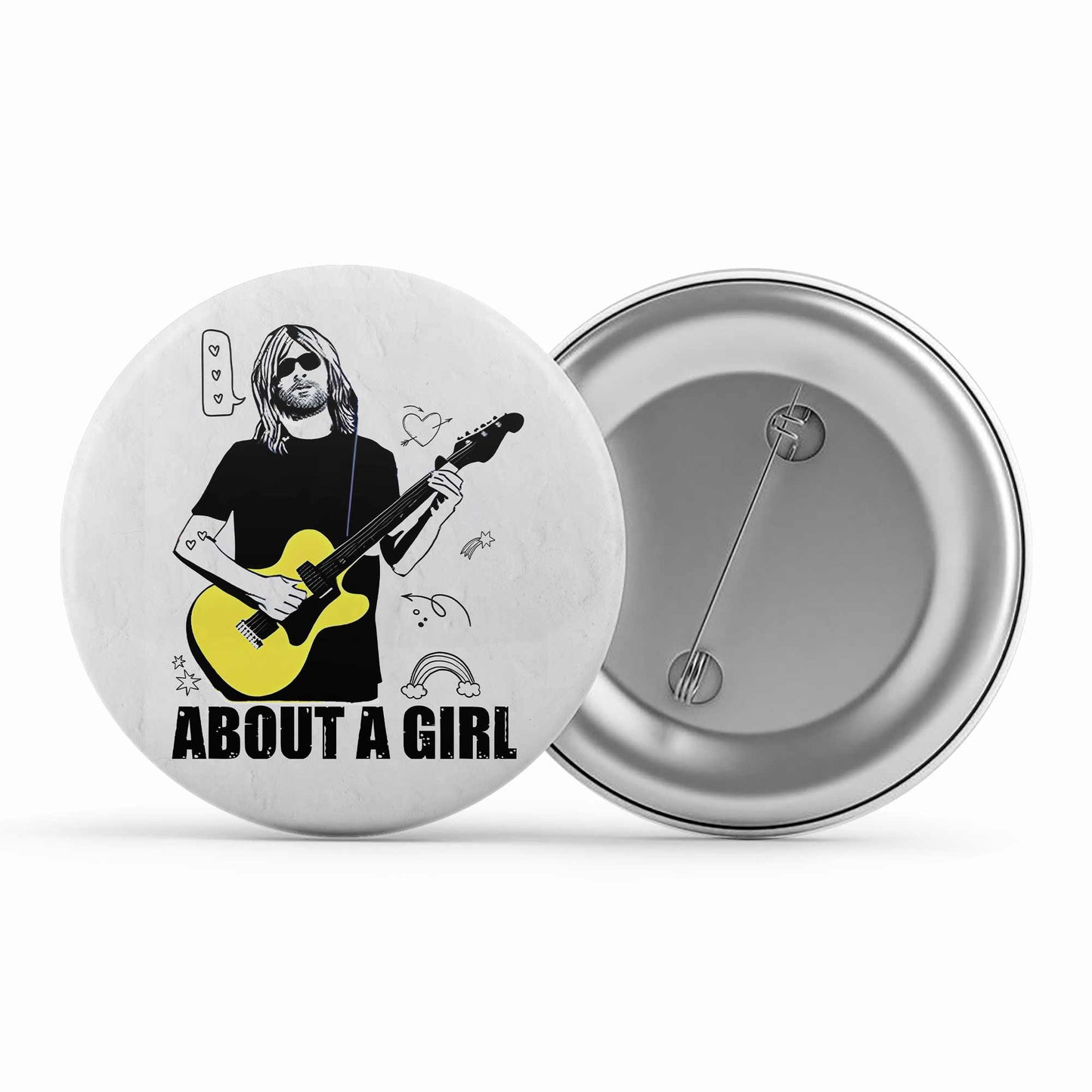 Guitar Girl Button Pin