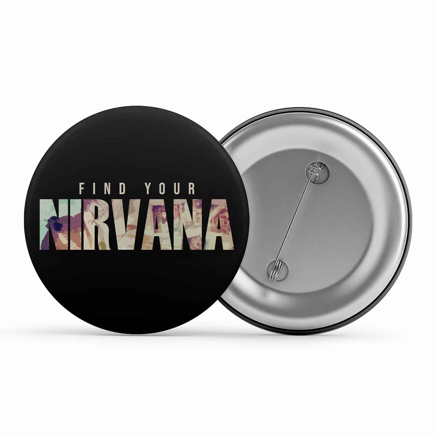 nirvana find your nirvana badge pin button music band buy online united states of america usa the banyan tee tbt men women girls boys unisex