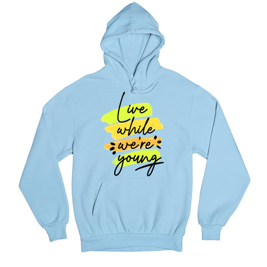 one direction live while we're young hoodie hooded sweatshirt winterwear music band buy online usa united states of america the banyan tee tbt men women girls boys unisex baby blue