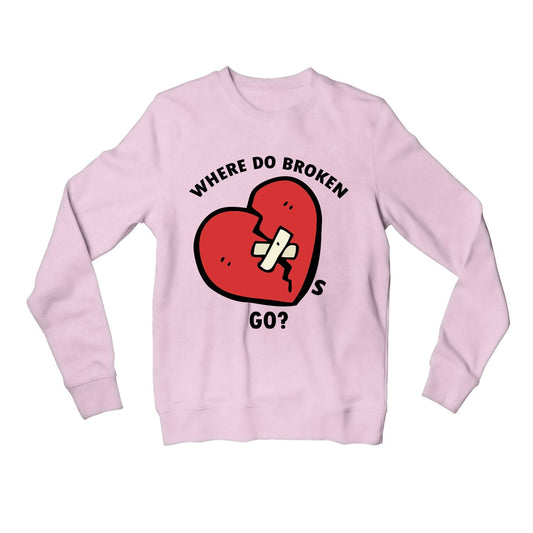 one direction where do broken hearts go sweatshirt upper winterwear music band buy online united states of america usa the banyan tee tbt men women girls boys unisex baby pink