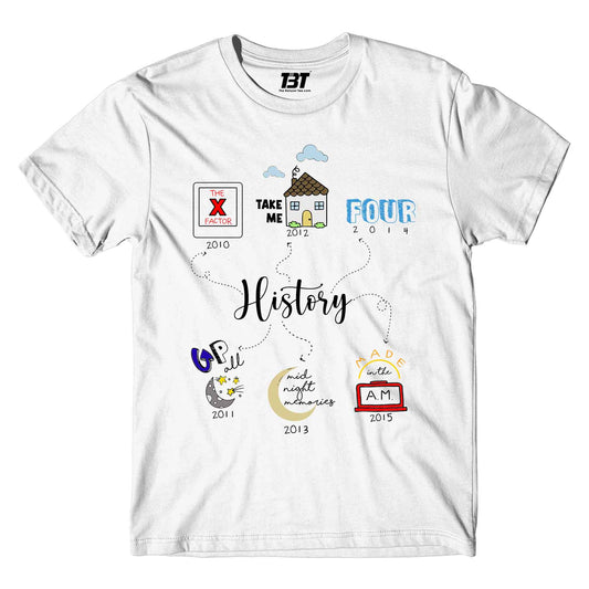 one direction history t-shirt music band buy online usa united states the banyan tee tbt men women girls boys unisex white