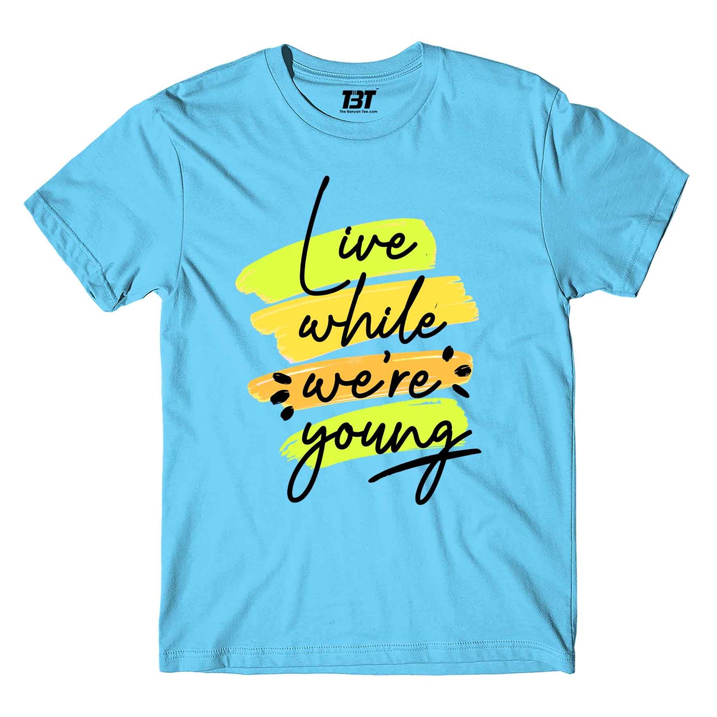 one direction live while we're young t-shirt music band buy online usa united states the banyan tee tbt men women girls boys unisex sky blue
